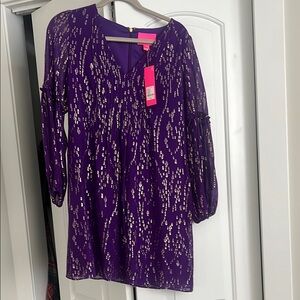 Lily Purple Dress with Gold Details